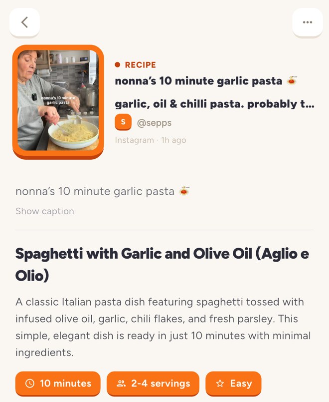 A recipe reel analyzed in Hako