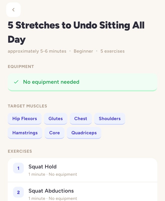 Workout routine built from a fitness reel